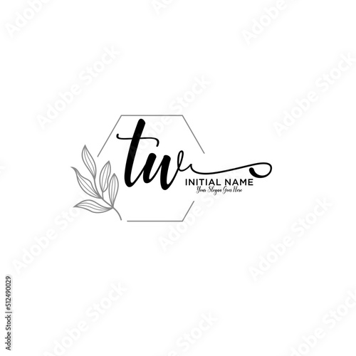 Initial letter TW beauty handwriting logo vector