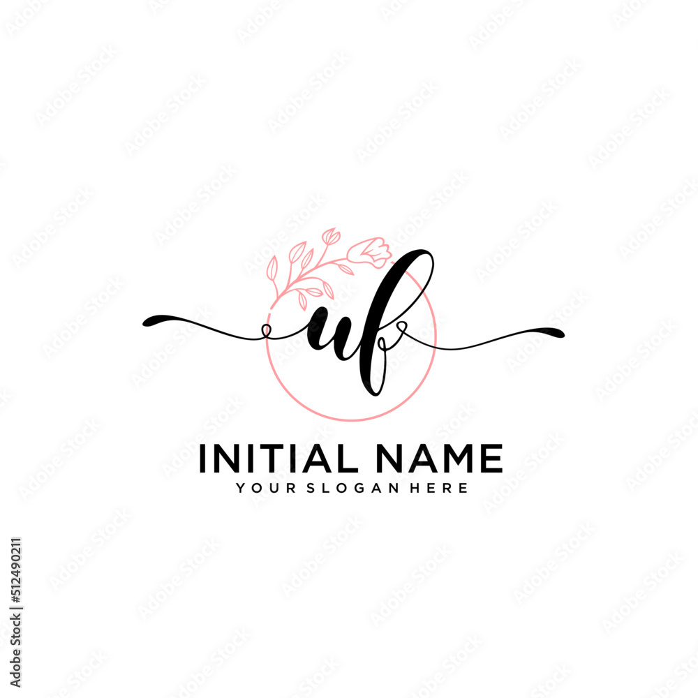 Initial letter UF beauty handwriting logo vector Initial letter UF beauty handwriting logo vector