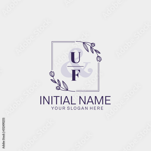 Initial letter UF beauty handwriting logo vector