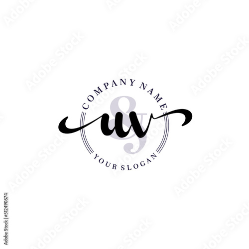 UV Initial handwriting logo vector. Hand lettering for designs.