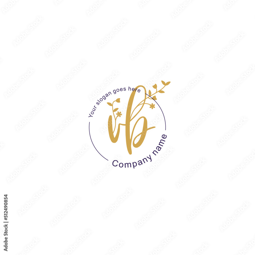 Fototapeta premium Initial letter VB beauty handwriting logo vector