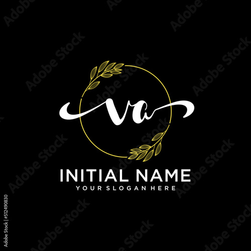 VA Initial handwriting logo vector. Hand lettering for designs.
