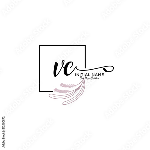 Initial letter VC beauty handwriting logo vector
