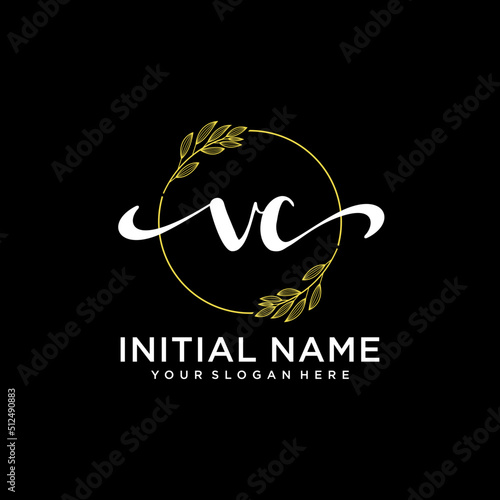 VC Initial handwriting logo vector. Hand lettering for designs.