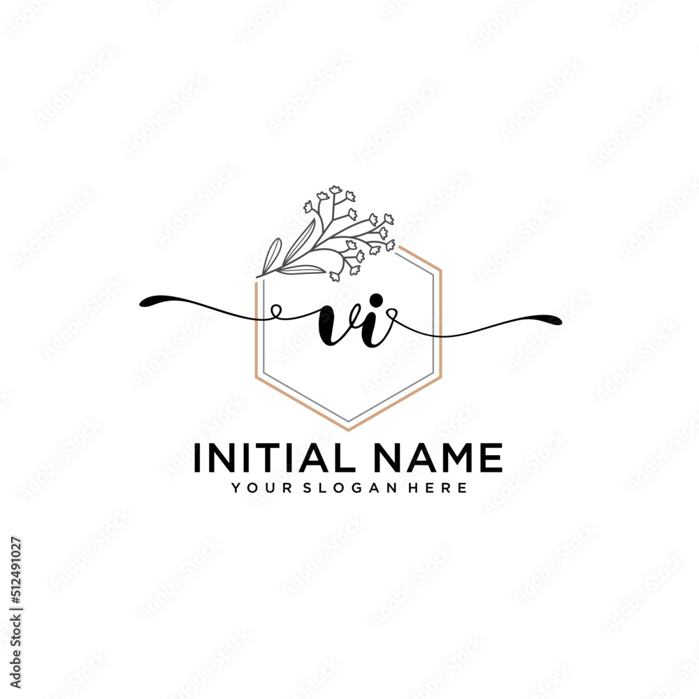 Initial letter VI beauty handwriting logo vector Initial letter VI beauty handwriting logo vector