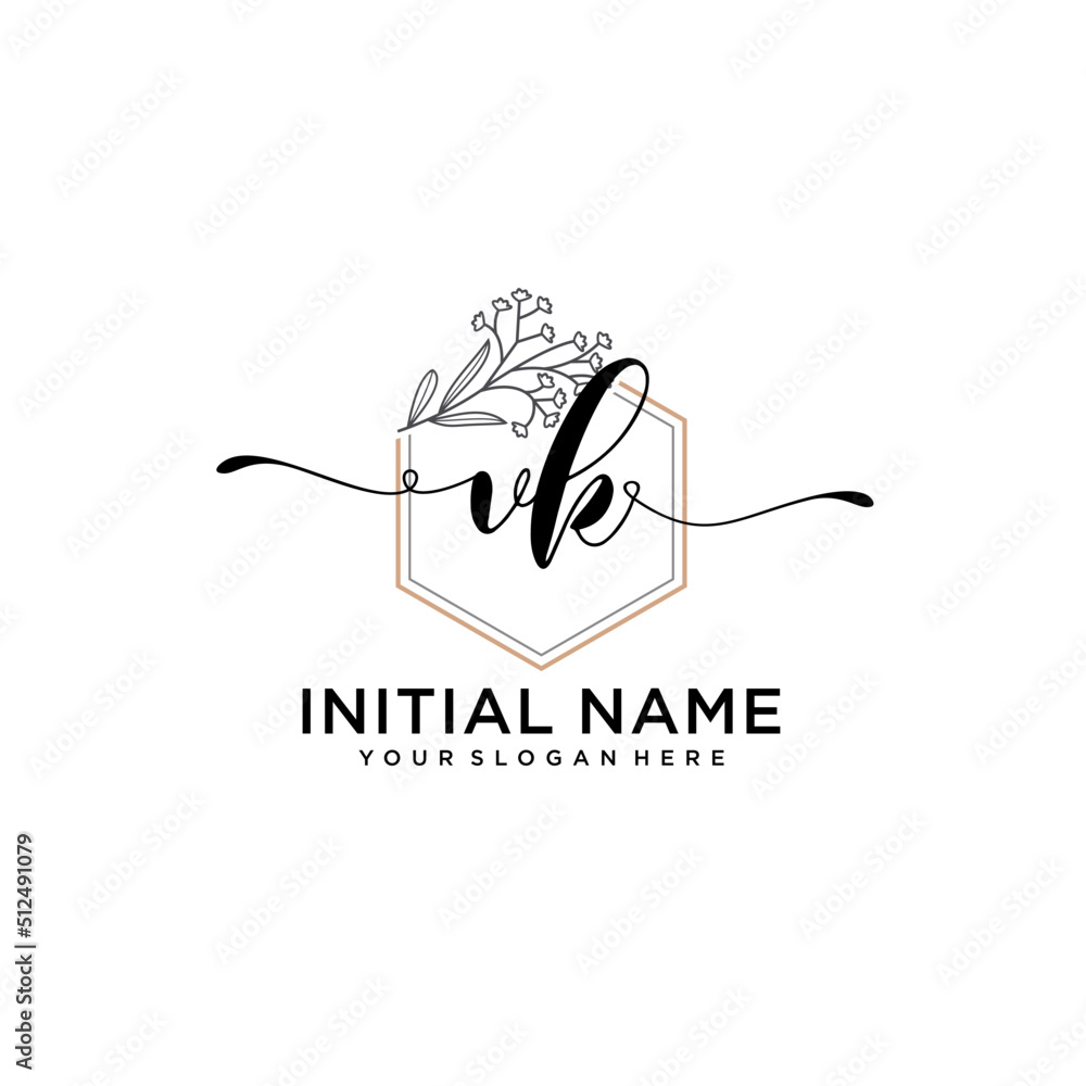 Initial letter VK beauty handwriting logo vector Initial letter VK beauty handwriting logo vector