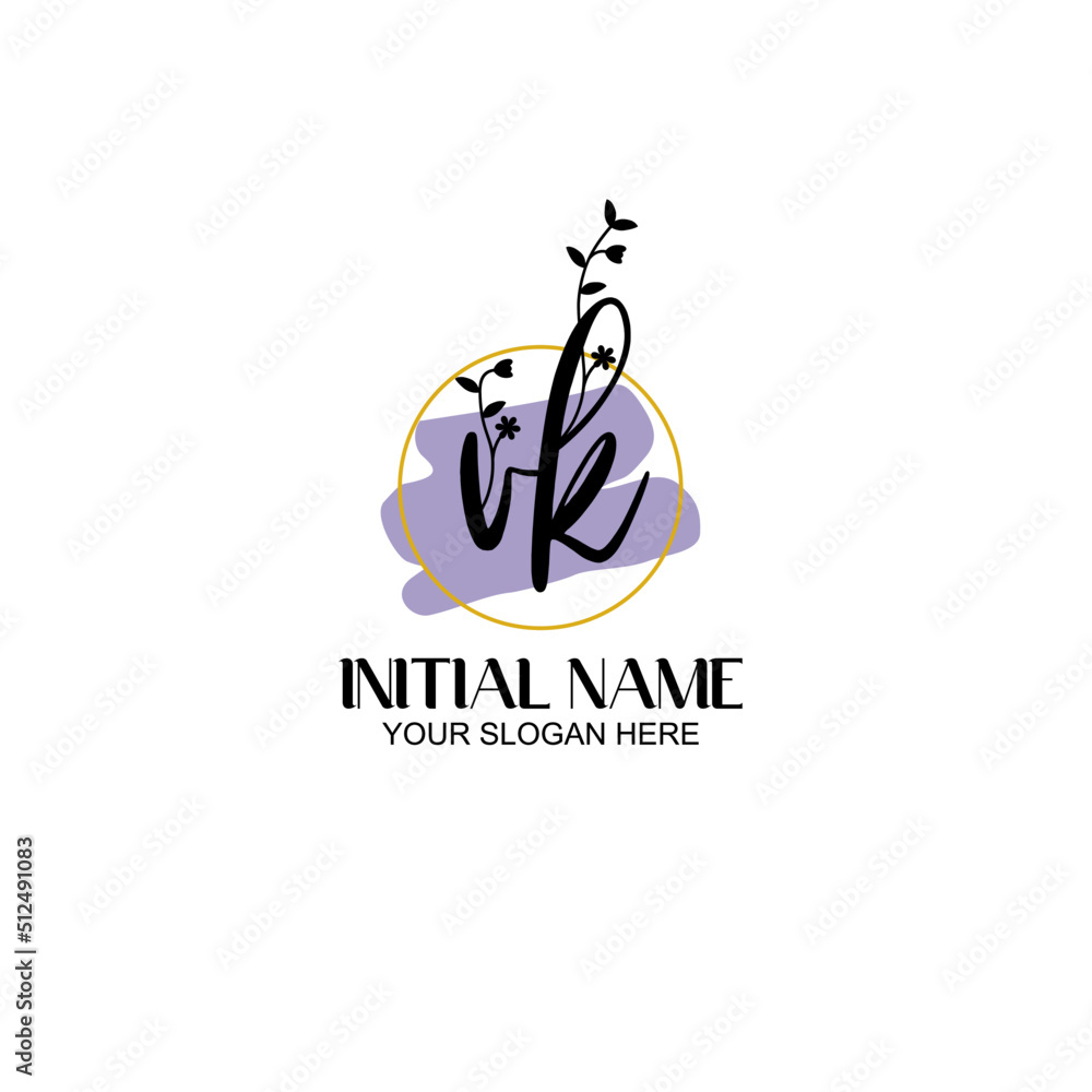 Fototapeta premium Initial letter VK beauty handwriting logo vector