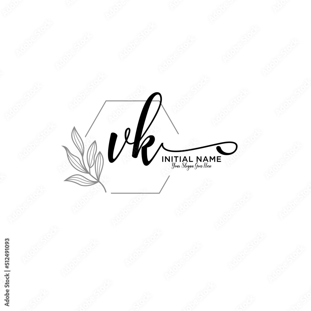 Initial letter VK beauty handwriting logo vector Initial letter VK beauty handwriting logo vector