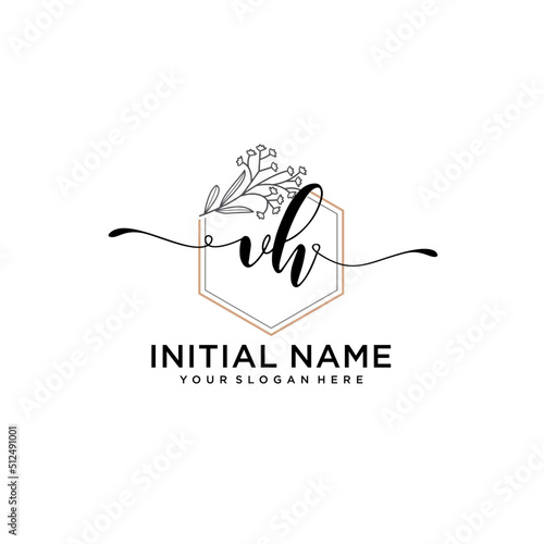 Initial letter VH beauty handwriting logo vector