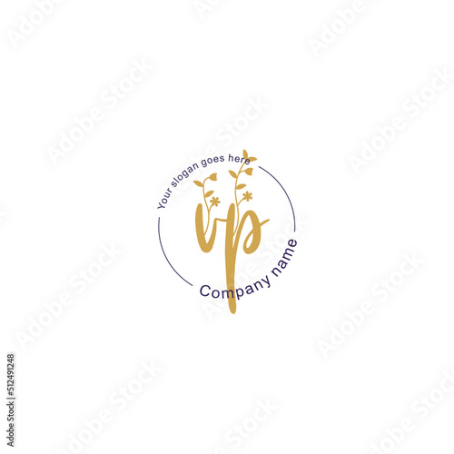 Initial letter VP beauty handwriting logo vector