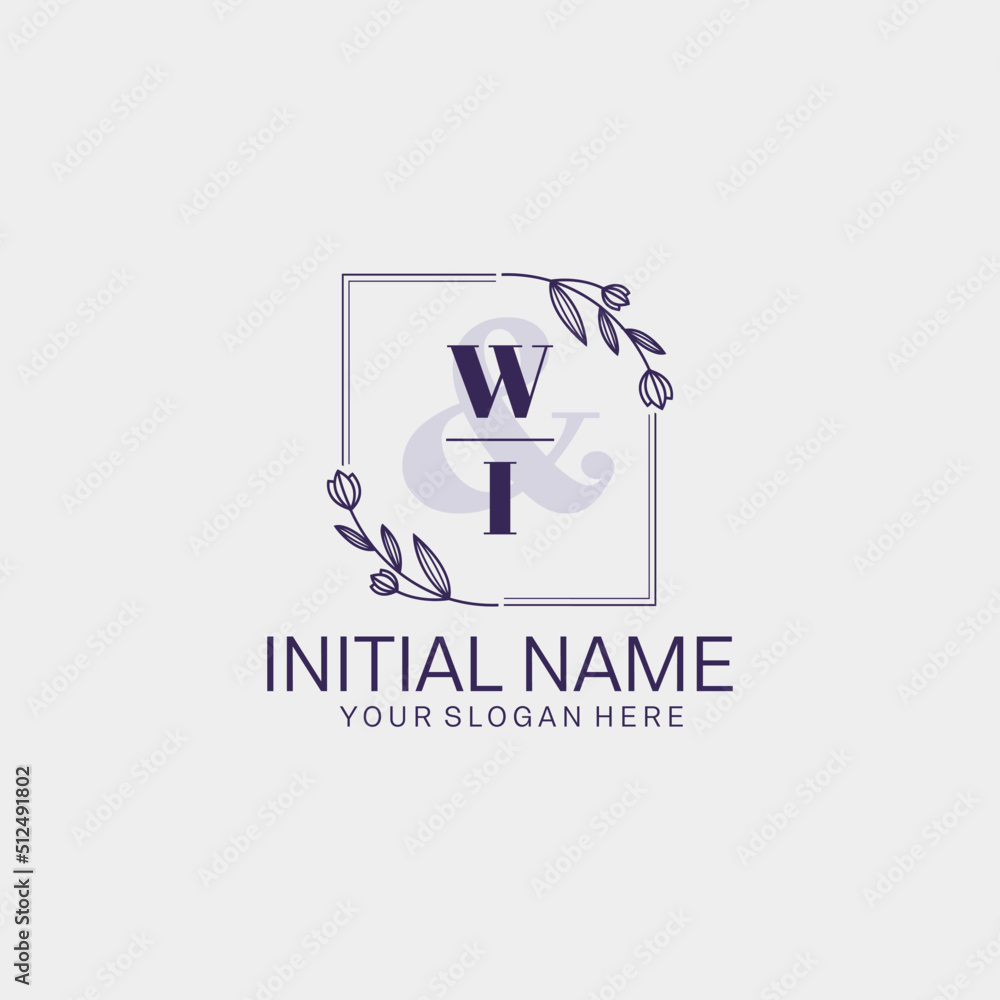 WI Initial handwriting logo vector. Hand lettering for designs.