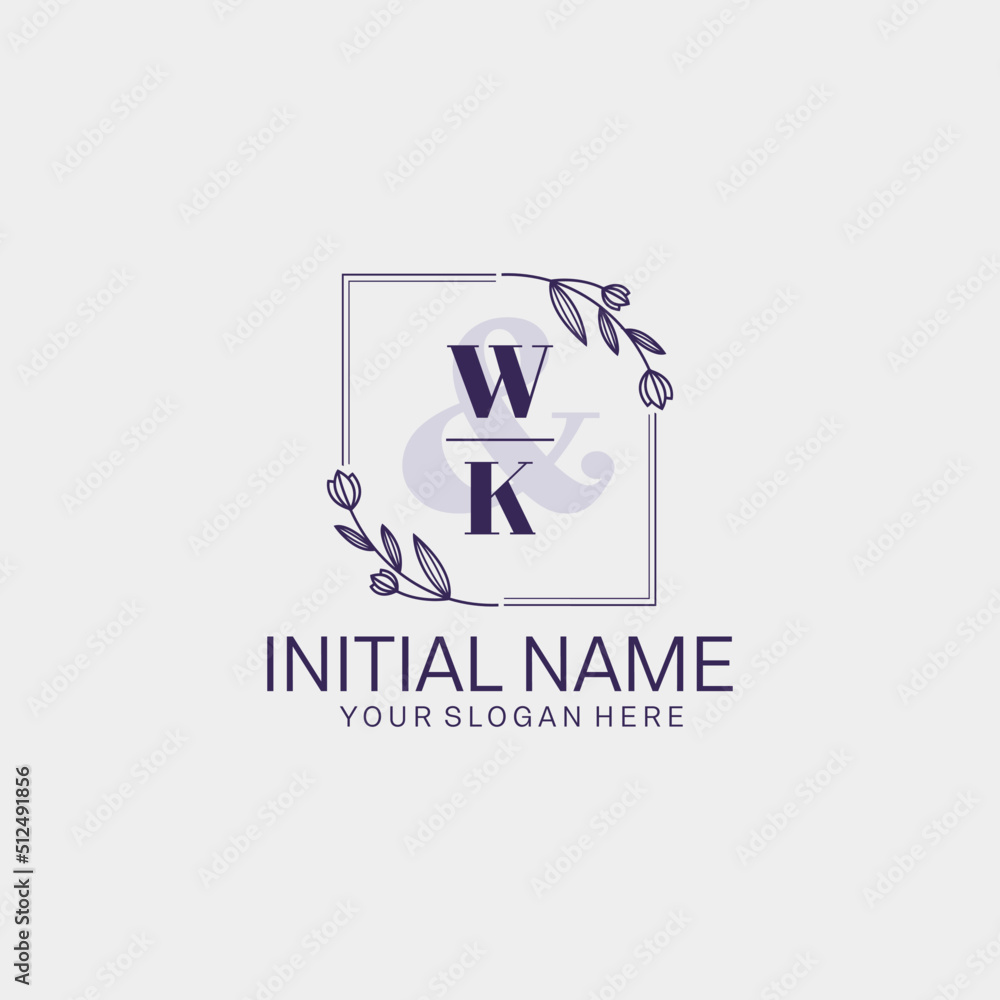 WK Initial handwriting logo vector. Hand lettering for designs.