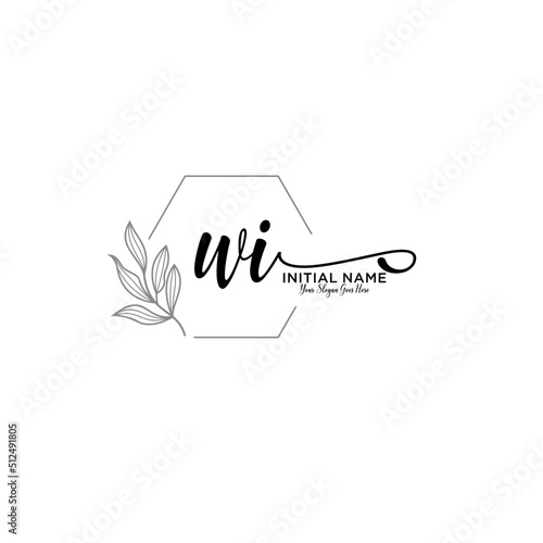 Initial letter WI beauty handwriting logo vector