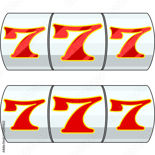 スロットのスリーセブンのイラスト（アウトラインあり）