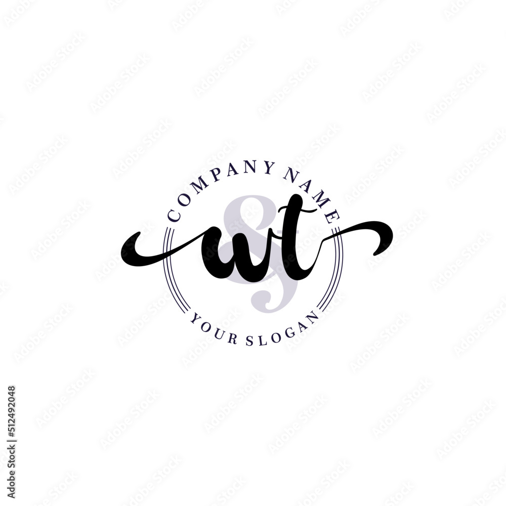 WT Initial handwriting logo vector. Hand lettering for designs. WT Initial handwriting logo vector. Hand lettering for designs.