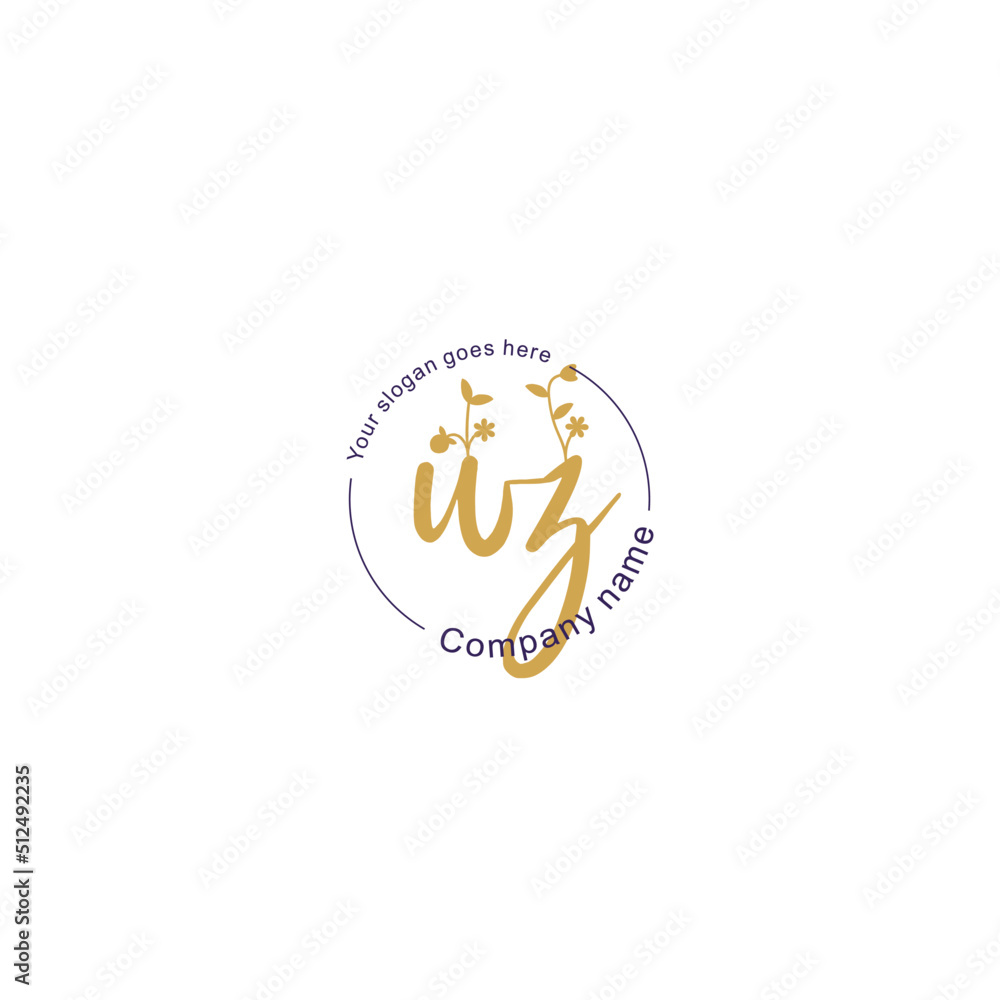 Fototapeta premium Initial letter WZ beauty handwriting logo vector