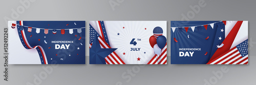Happy 4th of July USA Independence Day background with American national flag. Universal US American banner. Vector illustration. Designed for Memorial day, Labour day, presentation, patriot, election