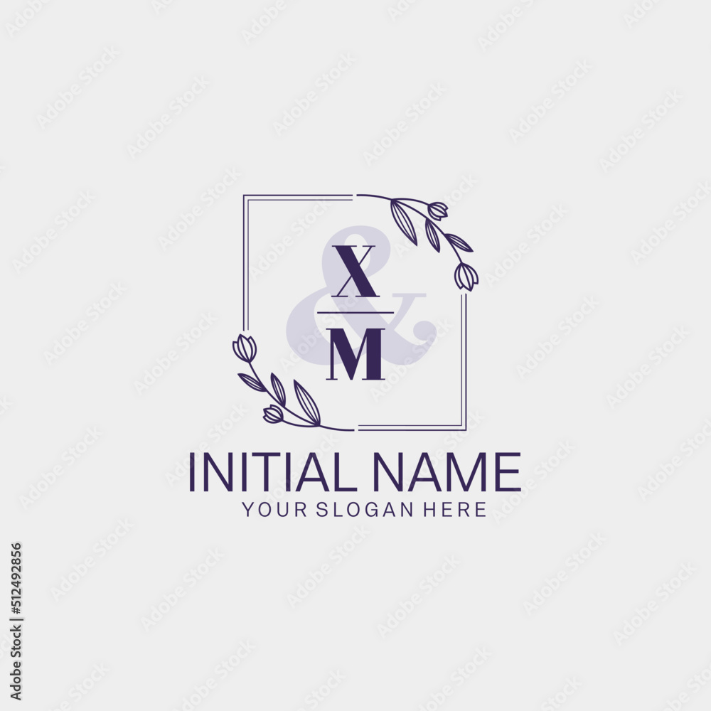 Initial letter XM beauty handwriting logo vector