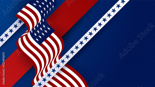 Happy 4th of July USA Independence Day background with American national flag. Universal US American banner. Vector illustration. Designed for Memorial day, Labour day, presentation, patriot, election