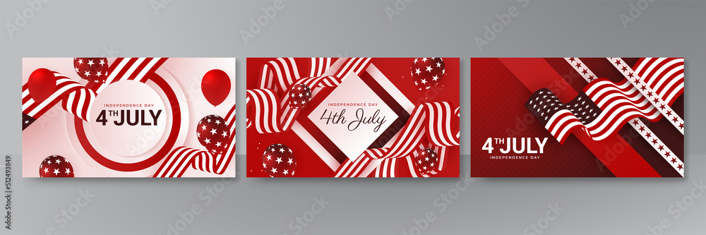 USA flag background. American flag waving in the wind vector illustration. Happy 4th of July stars balloons fireworks - Independence Day USA red background for celebration poster template USA flag background. American flag waving in the wind vector illustration. Happy 4th of July stars balloons fireworks - Independence Day USA red background for celebration poster template