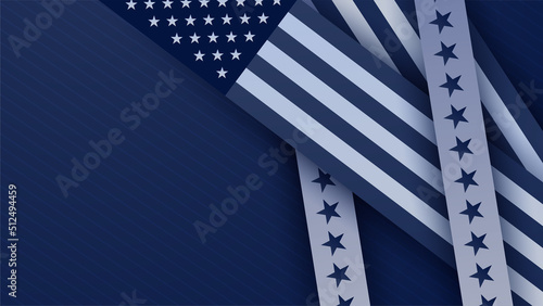 USA flag background. American flag waving in the wind vector illustration. Happy 4th of July stars balloons fireworks - Independence Day USA blue red background for celebration poster template