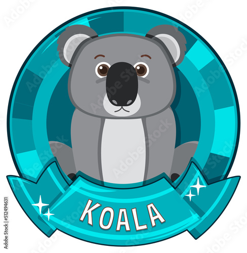 Cute koala cartoon badge photo