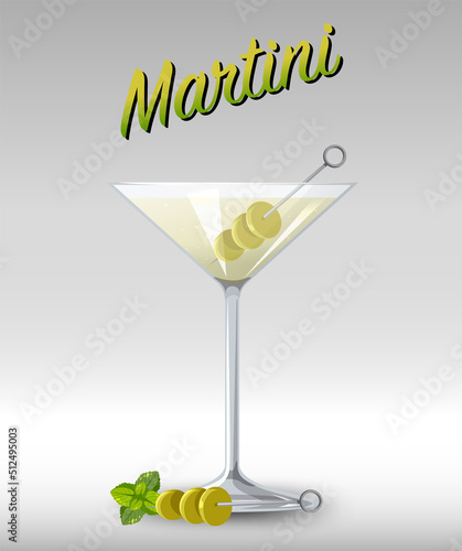 Martini cocktail in the glass