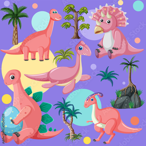 Cute dinosaur seamless pattern © blueringmedia