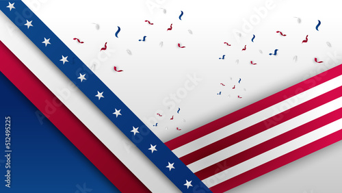 Happy 4th of July USA Independence Day background with American national flag. Universal US American banner. Vector illustration. Designed for Memorial day, Labour day, presentation, patriot, election