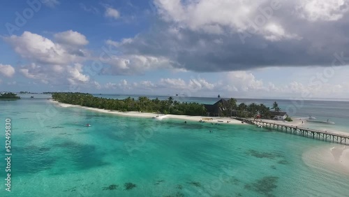 A panoramic drone shot of a bridge between the islands in the Maldives Full HD photo