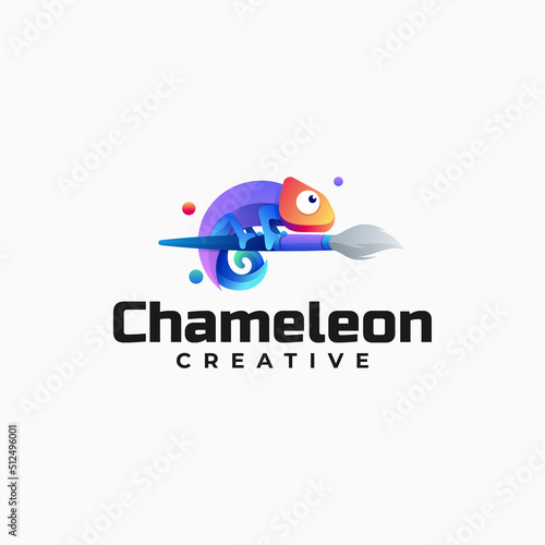 Vector Logo Illustration Chameleon Gradient Colorful Style.