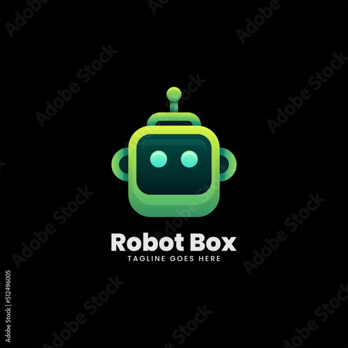Vector Logo Illustration Robotic Gradient Colorful Style.