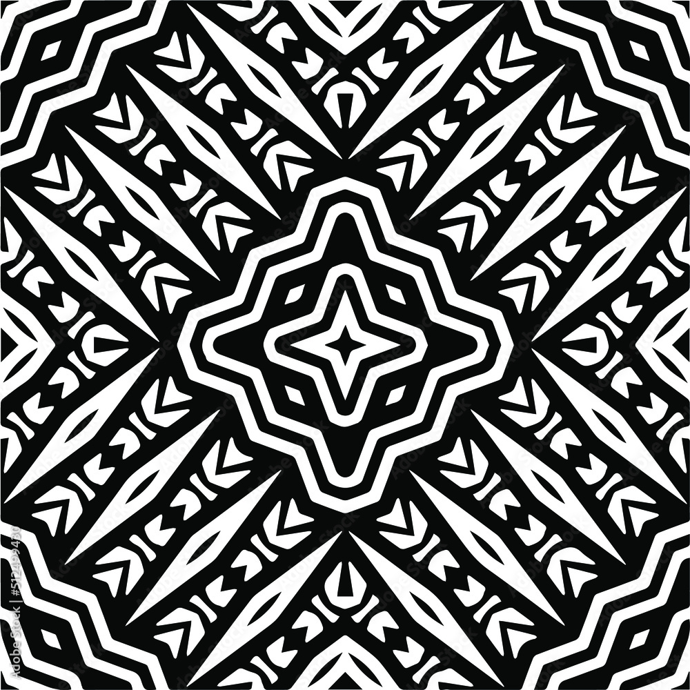 Abstract geometric seamless pattern. Black and white vector background. monochrome mandala.
Abstract geometric seamless pattern. Black and white vector background. monochrome mandala.