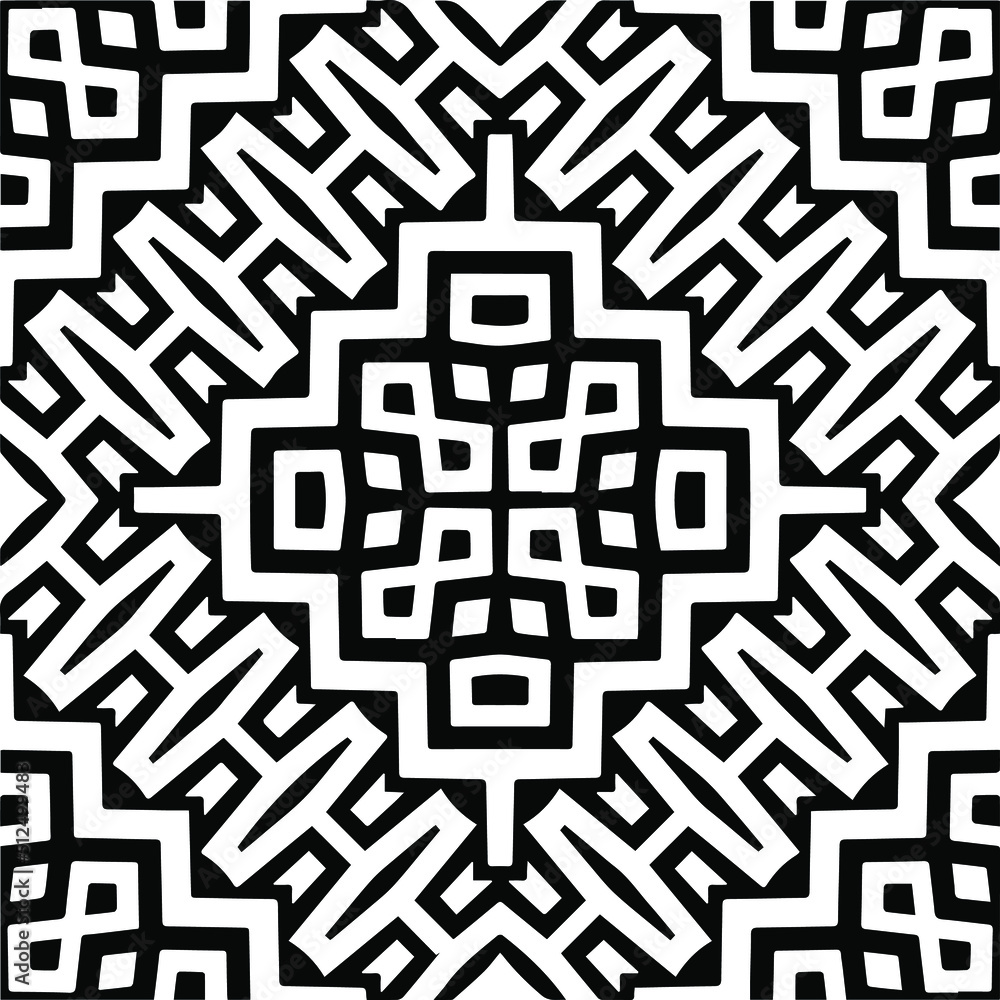 Abstract geometric seamless pattern. Black and white vector background. monochrome mandala. Abstract geometric seamless pattern. Black and white vector background. monochrome mandala.