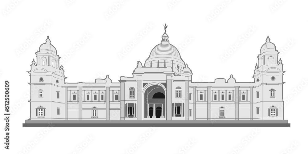 Victoria Memorial vector isolated. Kolkata fort, West Bengal.