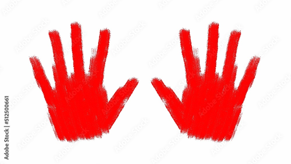 Red hands on a white background. Festive mood. Fingers. The festival. Blood on the hands. Red hands on a white background. Festive mood. Fingers. The festival. Blood on the hands.