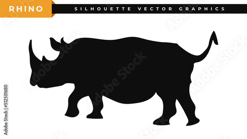 Hippo silhouette illustration. Rhinoceros logo design. Rhino silhouette vector. Symbols of wild animals, world rhino day icon.