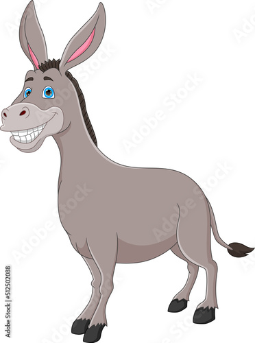 cute donkey cartoon on white background
