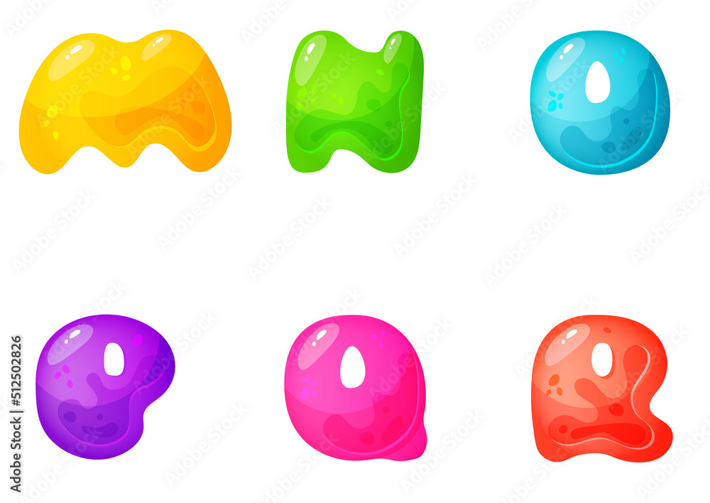 Jelly colorful alphabets, comic alphabet for children. Jelly bright ...