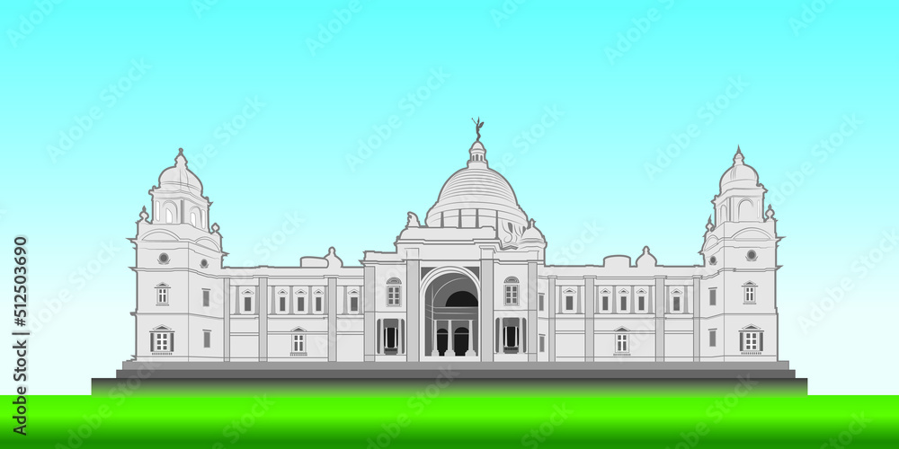 Victoria Memorial vector isolated. Kolkata fort, West Bengal.
