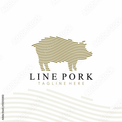 minimalist modern pork logo with simple line art design style