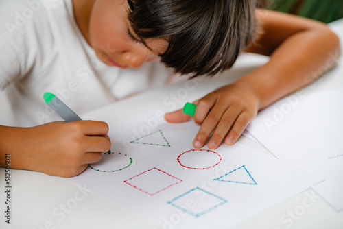 Preschooler Boy Drawing Shapes