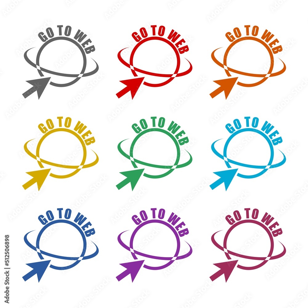 Go to web icon isolated on white background. Set icons colorful Go to web icon isolated on white background. Set icons colorful