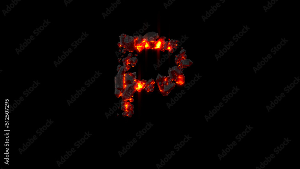 letter P made of very hot burning stones on black, isolated - object 3D rendering letter P made of very hot burning stones on black, isolated - object 3D rendering