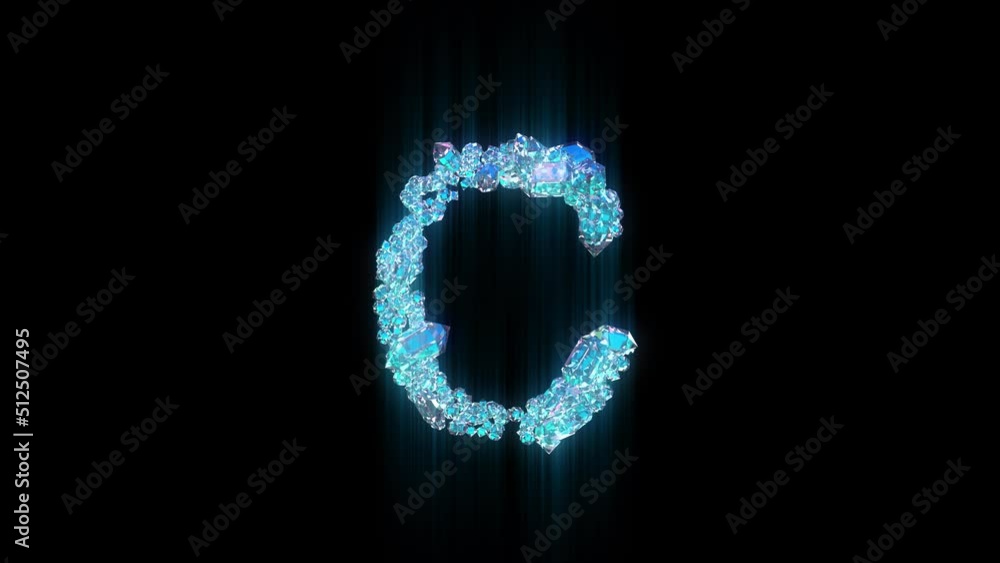 lighting blue brilliants or ice crystals font - letter C on black, isolated - loop video lighting blue brilliants or ice crystals font - letter C on black, isolated - loop video