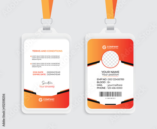 Modern and creative corporate company employee id card template	