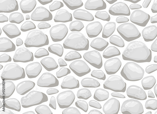 Stone wall seamless pattern. Masonry made of old rock. Set of stones of different shapes. Cartoon vector background. 