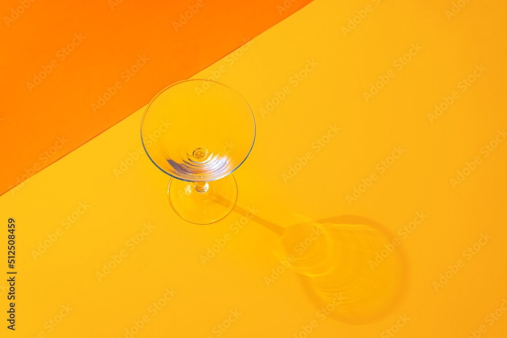 Empty transparent glass on a color background with copyspace. Stock ...