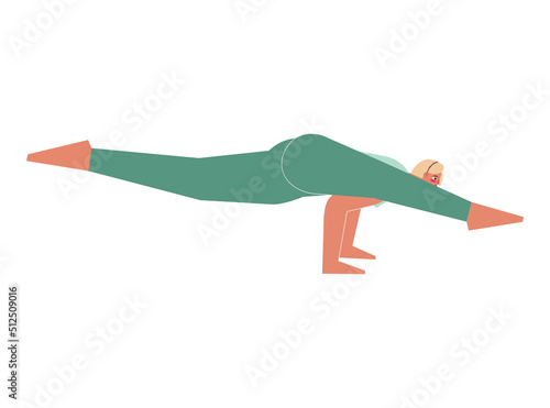 Wallpaper Mural Vector isolated flat concept with female character. Sportive exercise - Pose Dedicated to the Sage Koundinya 2. Strong woman learns posture - Eka Pada Koundinyanasana II Torontodigital.ca