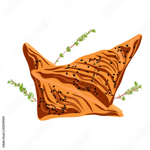 Tasty samsas on white background